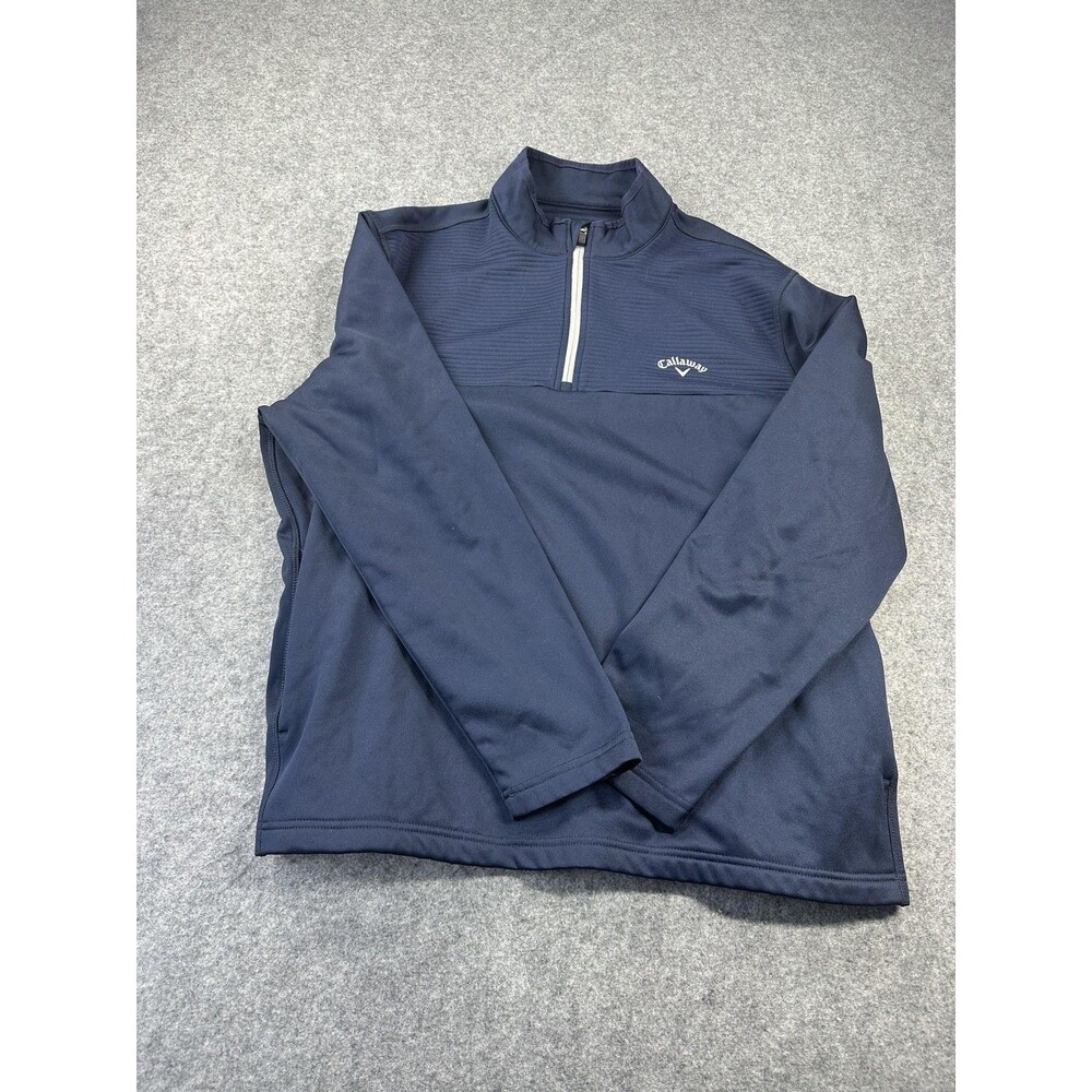 Callaway Pullover Mens Large Blue 1/4 Zip Mock Neck Golf Performance Top